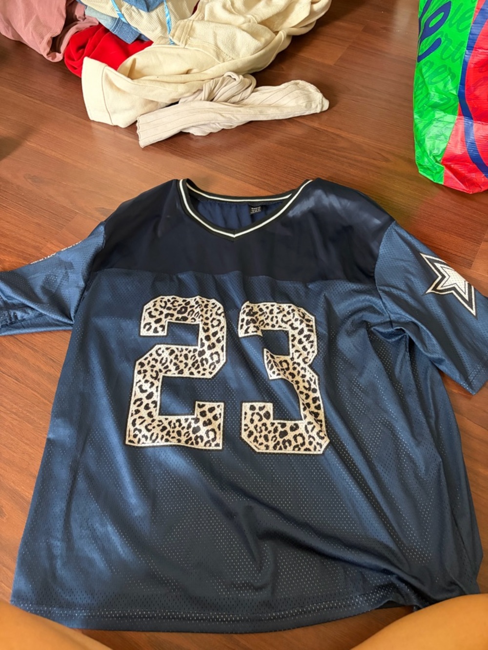 Navy blue cheetah jersey